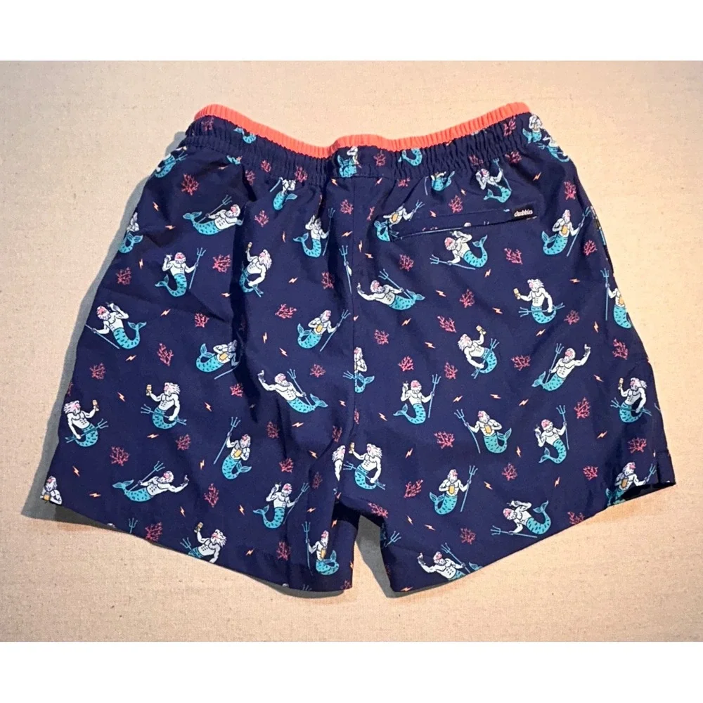 Chubbies‎ Mens Medium Swim Trunks Blue Merman Coral Print 5.5 Inch Inseam AOP
